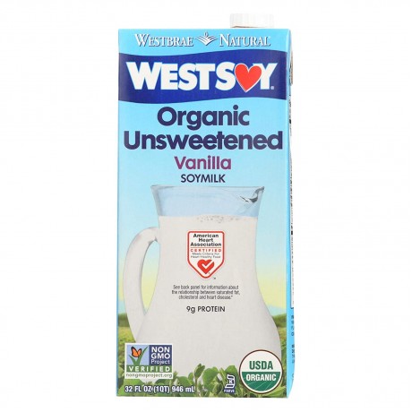 Westsoy Unsweetened Organic Vanilla Westsoy (12x32 Oz)