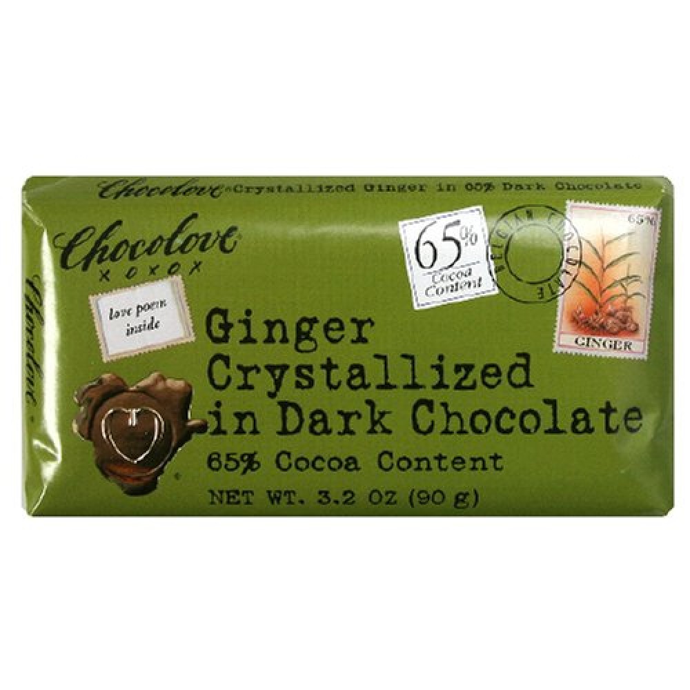 Chocolove Dark Chocolate Bar Crystallized Ginger (12x3.2 Oz)