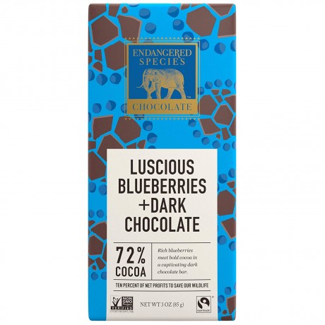 Endangered Species Dark Chocolate Bar Blueberry Turtle (12x3 Oz)