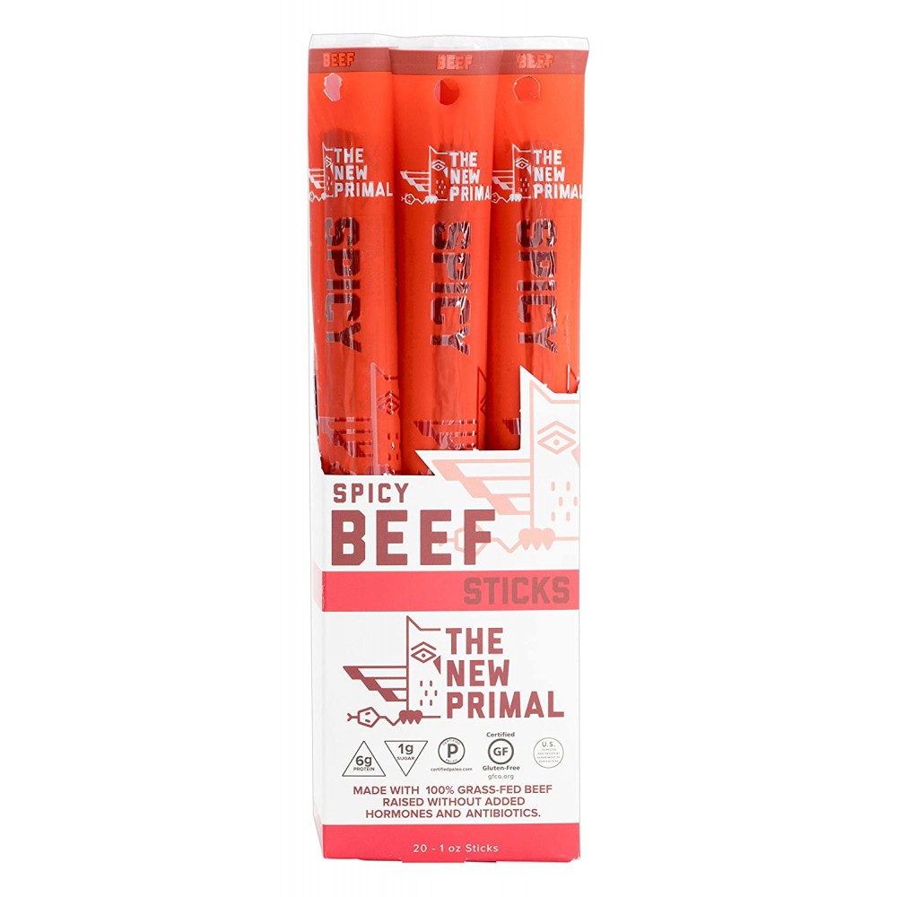 The New Primal Grass Fed Spicy Beef Sticks (20x1 OZ)