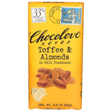 Chocolove Milk Choc Toffee & Almond Bar (12x3.2 Oz)