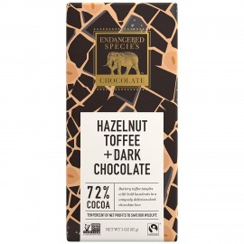 Endangered Species Dark Chocolate Bar Hazelnut Toffee Rhino (12x3 Oz)