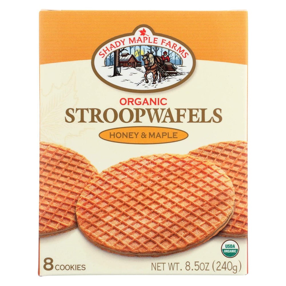 Shady Maple Farms Organic Stroopwafel Cookie-Waffles- Honey And Maple (8x8.5Oz)