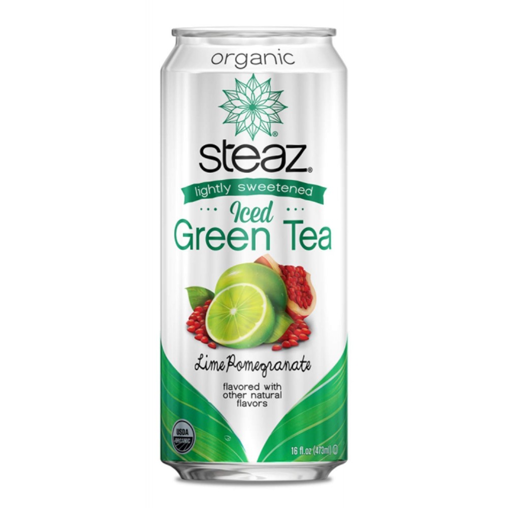 Steaz Energy Lime & Pomegranate Iced Green Tea (12x16 Oz)